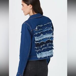 Du Jour Denim Jacket with Back Ruffles size 8 NWOT